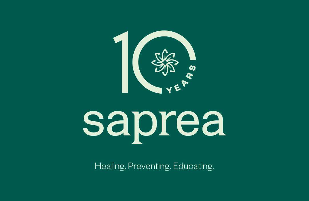 logo for Saprea's 10 year anniversary