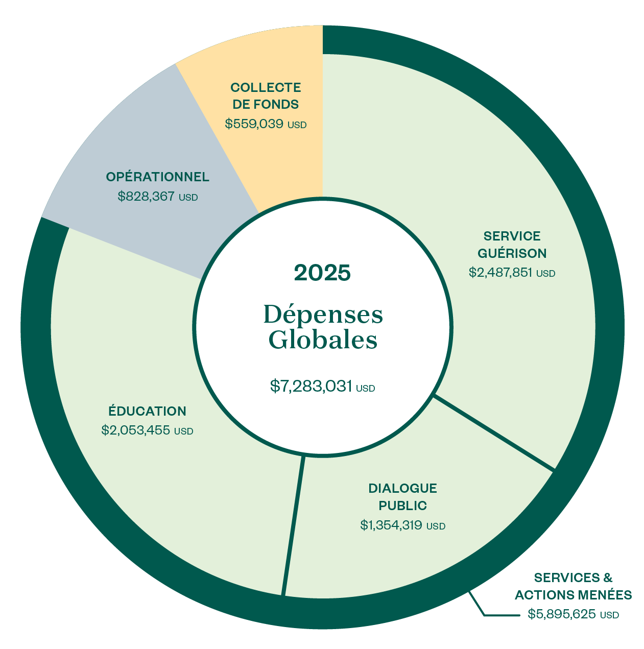 Overall spending graphic for 2025 in French